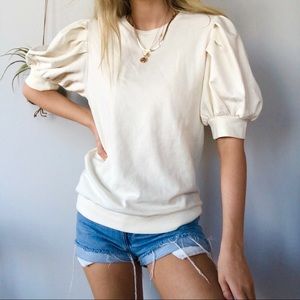 Frame Denim Poofy Balloon Sleeve Cream Quality Top